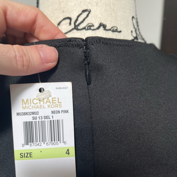 NWT Michael Kors neon pink color block dress with belt size 4 - Picture 7 of 10